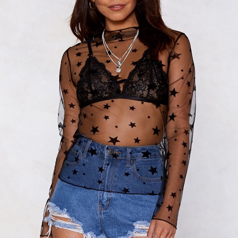 Blogger Favorite Black Star Mesh Top